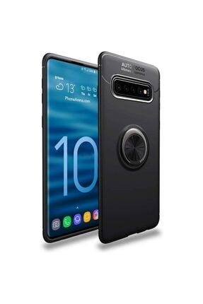 Samsung Galaxy S10 Plus Kılıf Ravel Metal Yüzüklü Standlı Shockproof Silikon + Nano Cam RvL21