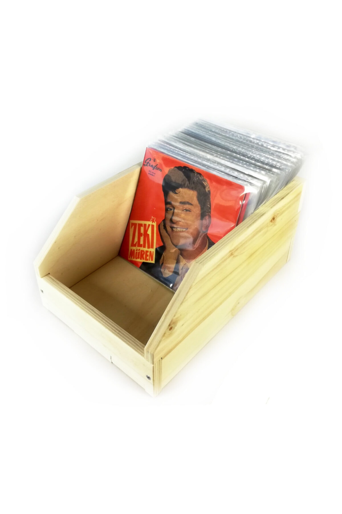 Çıtırtılı Sesler Ahşap Plak Kasası 100 Kapasiteli 45'lik