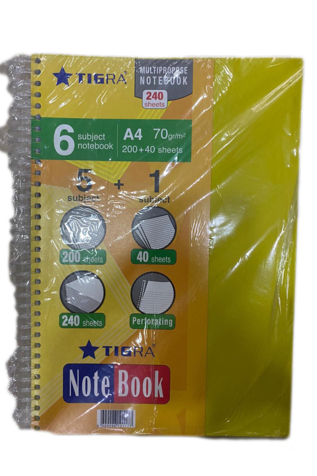 Tigra-5+1 Compartment Notebook 240 Yp Yellow 1