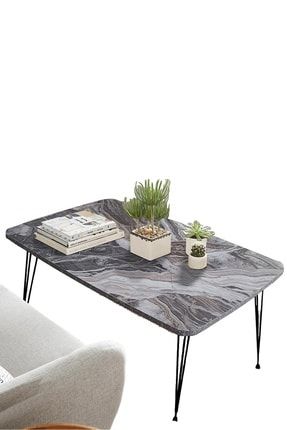 Evnalia Elit Oval Gri Mermer Masa Orta Sehpa Metal Firkete Ayakli 50x90 Cm Trendyol