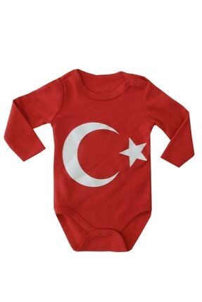 Unisex Bebek Ayyıldızlı Uzun Kollu Çıt Çıtlı Bebek Zıbın FYZM1800