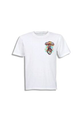 Kalp Unisex Beyaz Baskılı T-shirt he-t-022