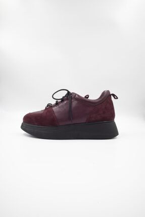 Kadın Bordo Süet Deri Sneaker Ayakkabı IMP-1446