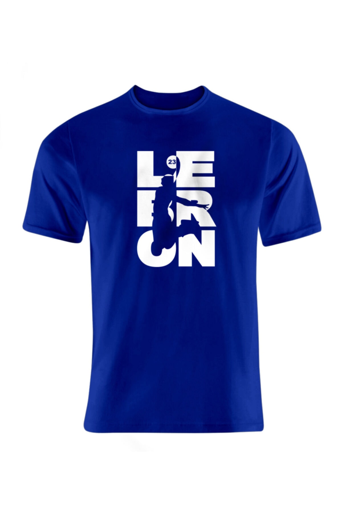 Unisex Mavi Lebron James Baskılı T-shirt