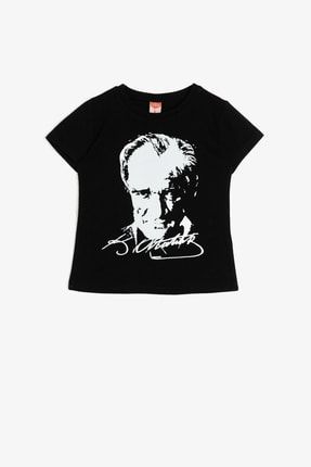 Kız Bebek Siyah Atatürk Baskili T-Shirt 0YMG19109OK