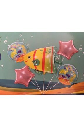Folyo Balon Buket Seti Happy Birthday Balık Modeli 5'li D.ü 30tl Z00001124