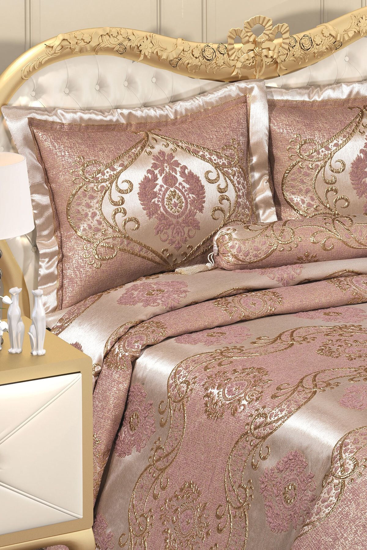 Evlen Home 4 Parça Damla Pudra/gold Çift Kişilik Yatak