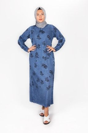 Kadın Şile Bezi Uzun Kollu Mavi Elbise Krdln-120