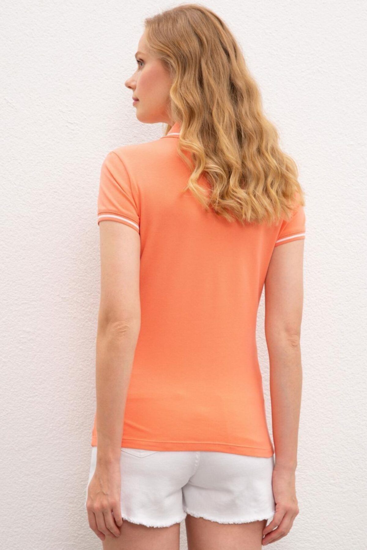 U.S. Polo Assn.-Women's Salmon Polo Neck T-shirt 3