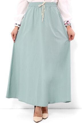 Moda Gulay Kadin Yesil Dijital Baski Pile Detayli Etek Trendyol