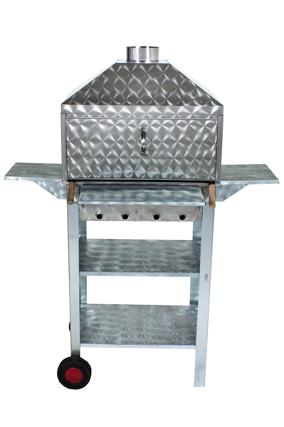 Mth-26 Lüx Davlumbazlı Kapaklı Bacalı Maltız Izgaralı Mangal (2 Tekerlekli) 2