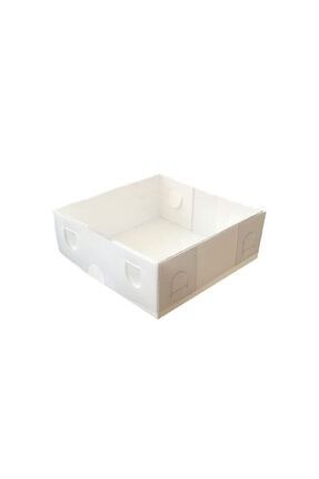 Asetat Kapaklı Karton Kutu 10x10x3 Cm - 50 Adet Beyaz TE1495