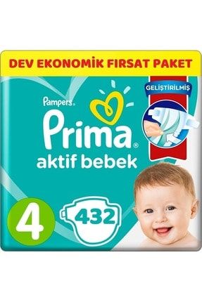 Bebek Bezi Beden:4 (9-14kg) Maxi 432 Adet Dev Ekonomik Fırsat Pk PAKETPRİMA383