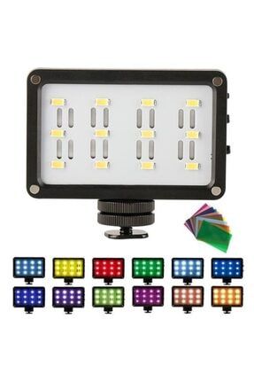 Mini Taşınabilir Video Kamera Led Işık 12 Renk Jel Kısılabilir Aydınlatma R1692U