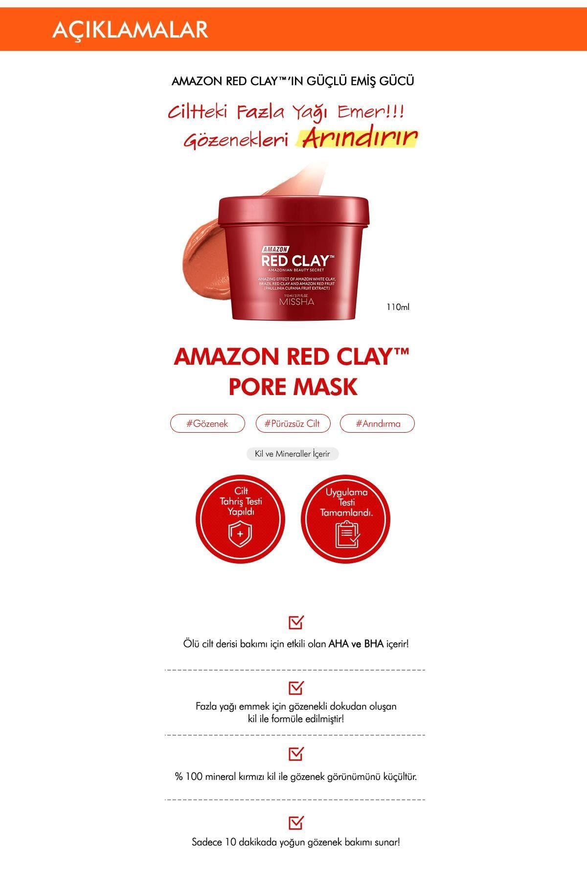 Missha Yagli Ve Gozenekli Ciltler Icin 110 Ml Amazon Red Clay Pore Mask 8809643534987 Kil Maskesi Trendyol
