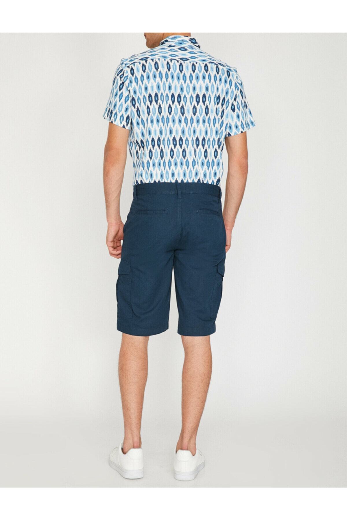 Koton-Men's Navy Blue Pocket Detailed Chino Short 4