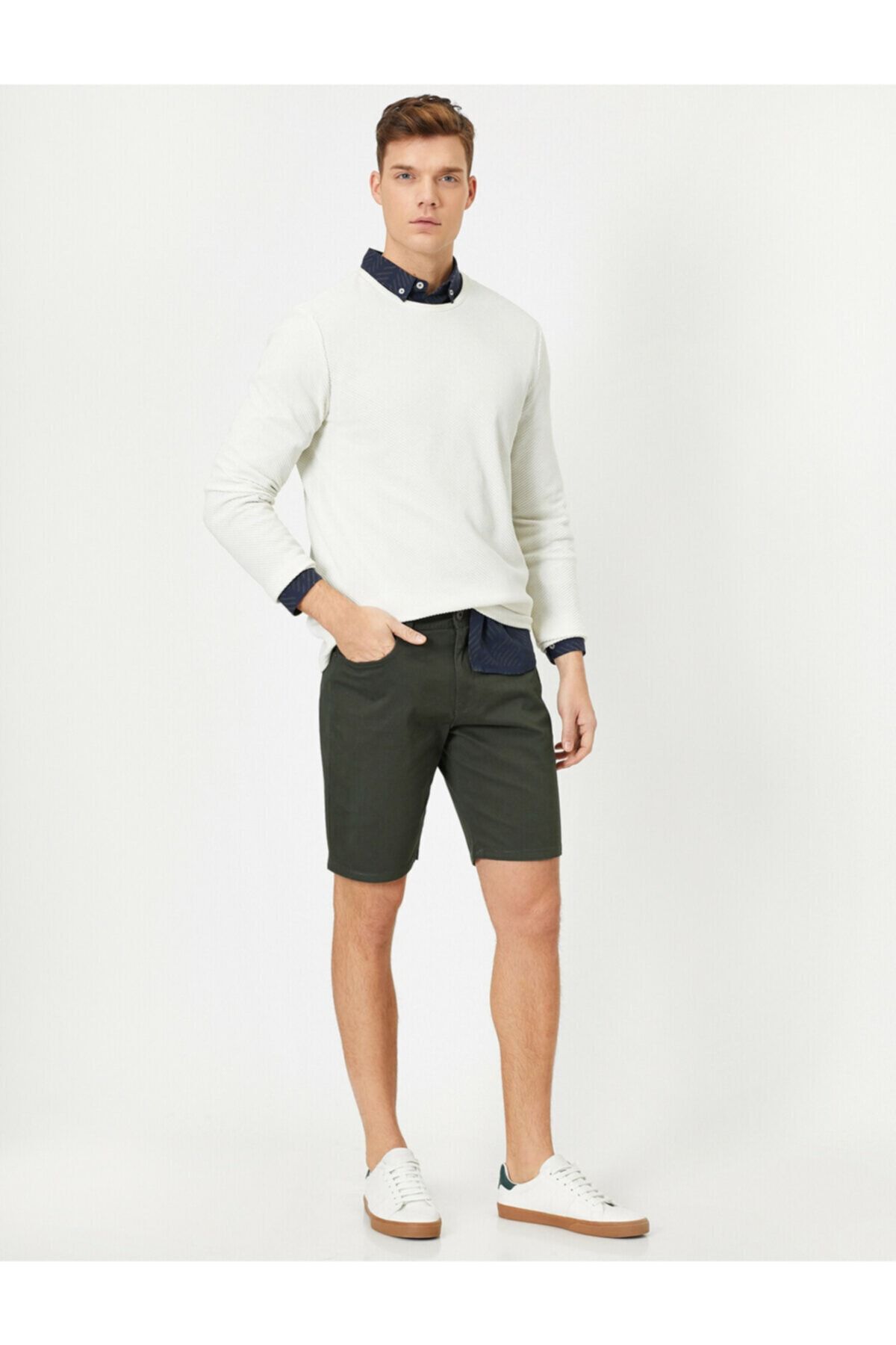 Koton Erkek Haki Cep Detaylı Slim Fit Şort