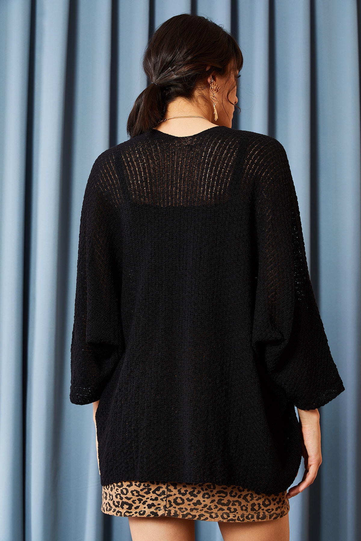 Olalook  Kadın Siyah Yarasa Baharlık Hırka HRK-19000057 - Görsel 5