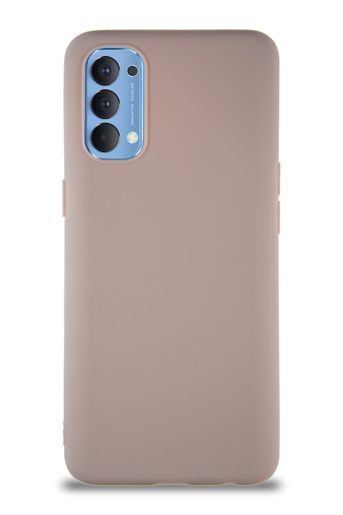 Oppo Reno 4 Soft Premier Renkli Silikon Kapak - Pudra