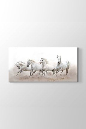 Panorama Beyaz Koşan Atlar (Model 5) - (ÖLÇÜSÜ 120x60 cm) AT-38__model_5