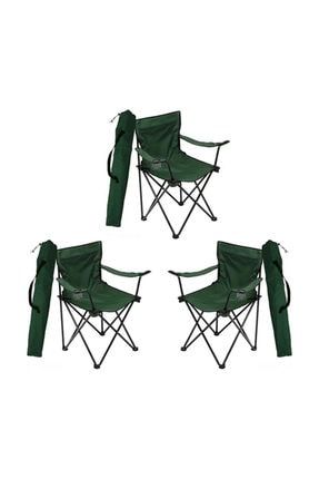 3 Adet Kamp Sandalyesi Katlanır Sandalye Bahçe Koltuğu Piknik Plaj Balkon Sandalyesi Yeşil BfgBahceRej003