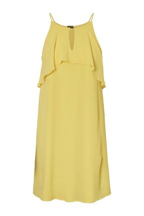 Kadın Sarı Fırfır Detaylı Kolsuz Elbise 10212369 VMALBA