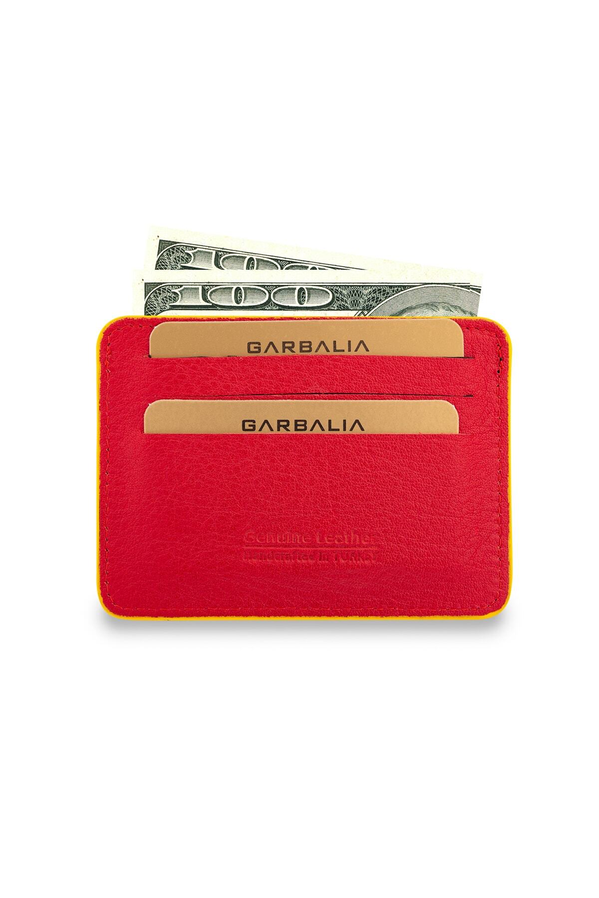 Garbalia-Line Genuine Leather Red Yellow Men's Card Holder Wallet 4
