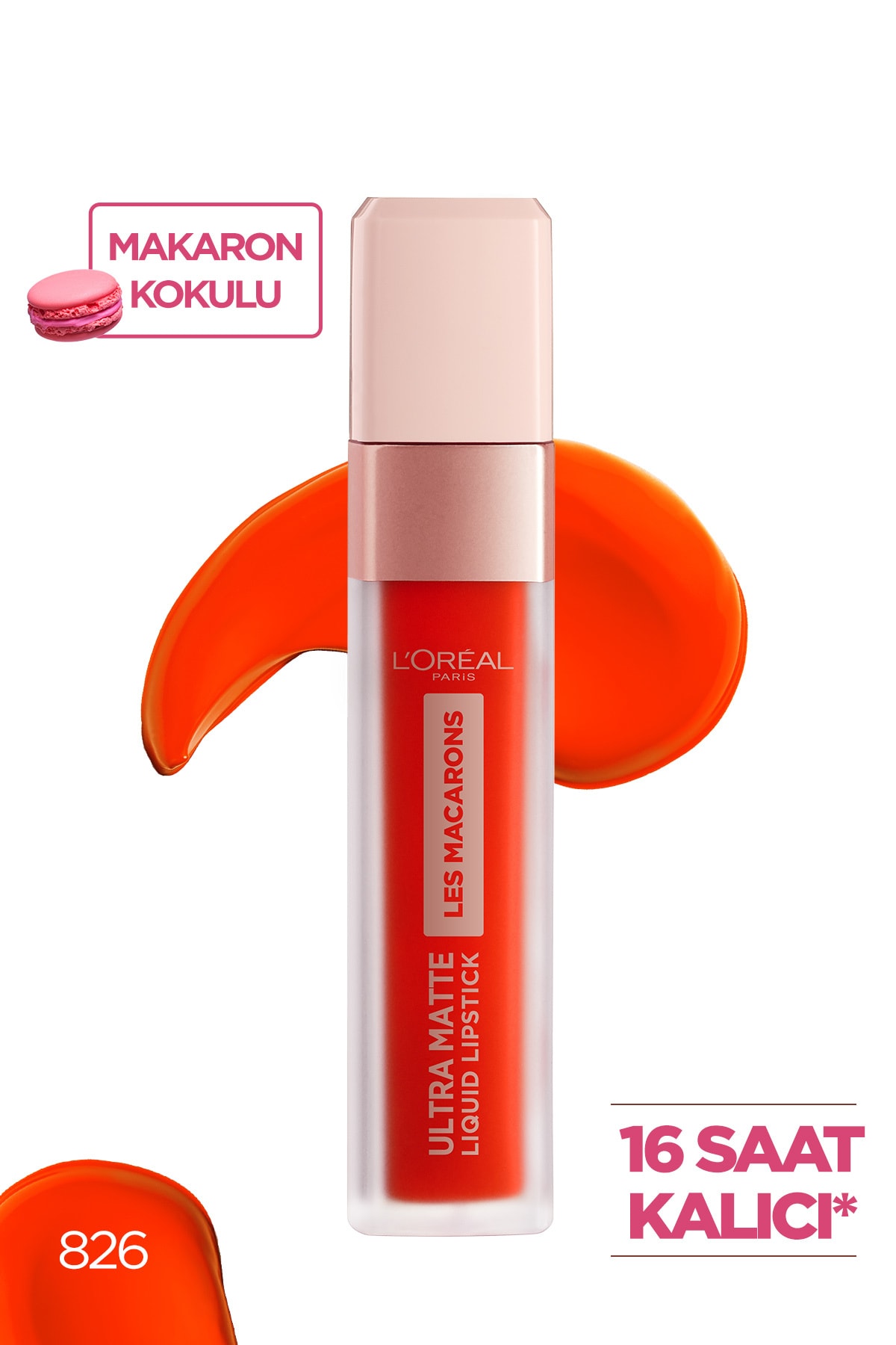L'Oreal Paris Likit Mat Ruj - Les Macarons Ultra Matte Liquid Lipstick 826 Mademoiselle Mango 3600523729098