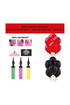 Siyah Kırmızı Balon Zinciri Set+balon Pompası 100 Lü PF17654SG