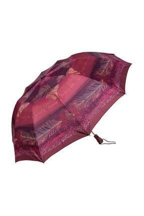 Snotline Kadın 10 Telli Şemsiye Yaprak Desen Kırmızı 32l 32L-VR