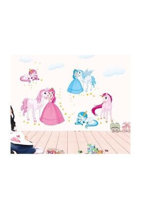 Prenses Unicorn Tay Pony Bebek Ve Çocuk Odası Pvc Duvar Sticker