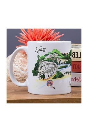 Antalya Şehri Tasarımlı Hediye Kupa Bardak - Şehir - Memleket Baskılı Porselen Kupa Bardak 102900
