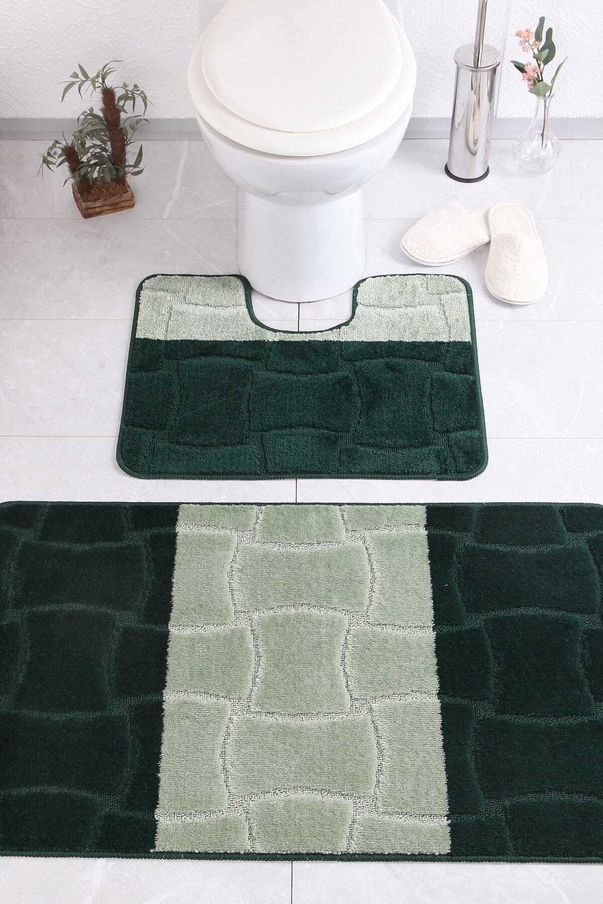 Confetti-Sarıyer 50x80 40x50 cm PS Nefti Green Bathroom Rug 1