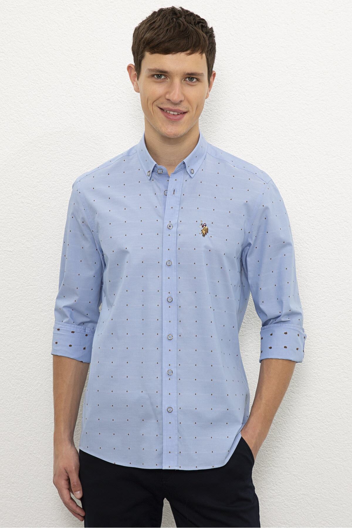 یو اس پولو پیراهن مردانه آبی