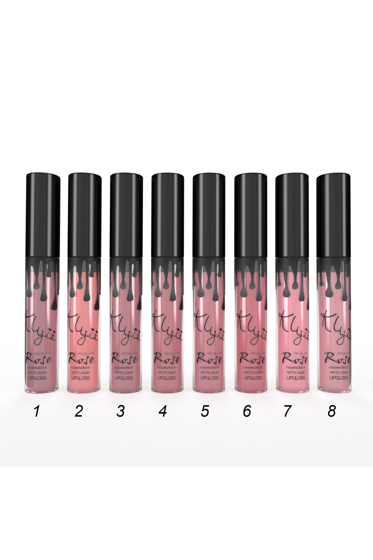 MUJGAN Rose Kylie Matte Liquid Lipstick Set of 8 (1 - 8)