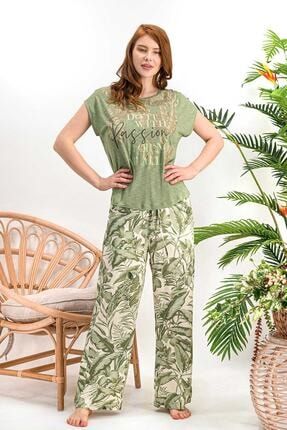 Kadın Amazon Tropical Açık Haki Pijama Takımı AR712-S
