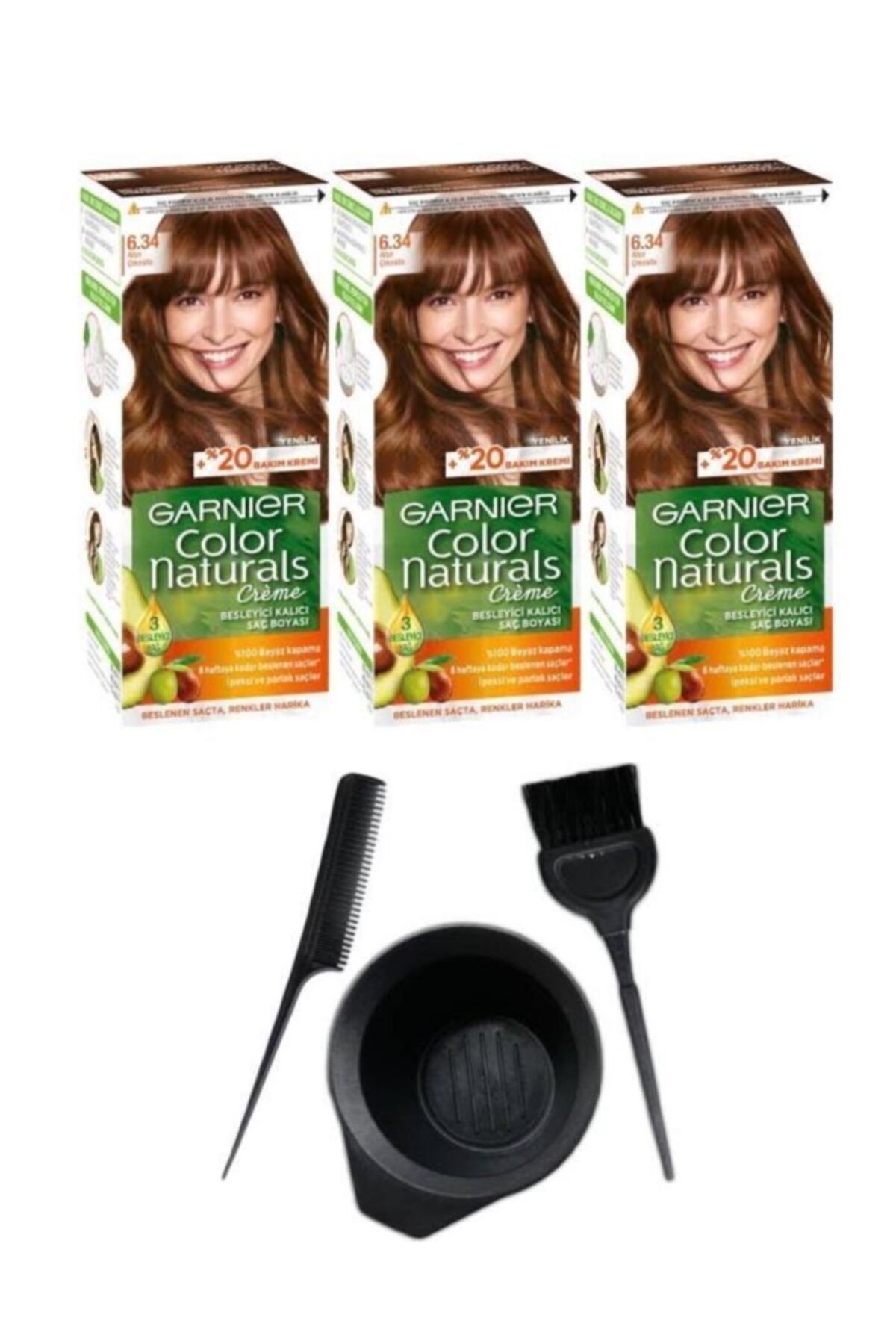 Color Naturals 6.34 گلدن شکلات 3 عددی + ست رنگ مو Garnier