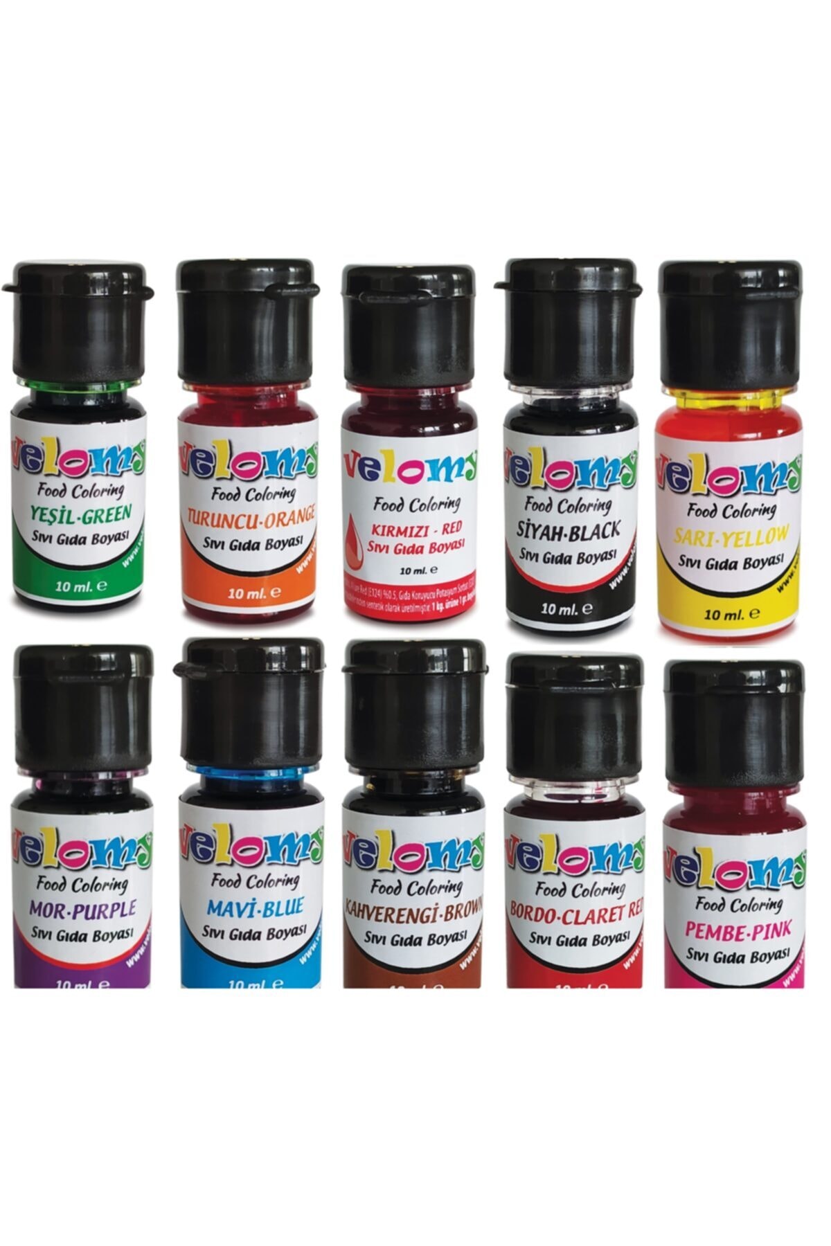 velomy Gıda Boyası Sıvı 10 Gr Likit Gıda Boyası 10 Lu Set