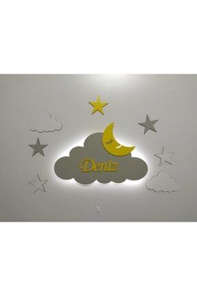 Çocuk Odası Dekoratif Ahşap Işıklı Bulut Gece Lambası Ledli Aydınlatma Seti fbrkahsp0382