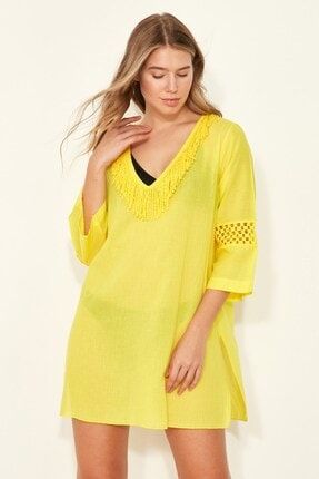 Kadın Pareo Plaj Elbisesi 22121 Sarı TCTY21SSPRO005