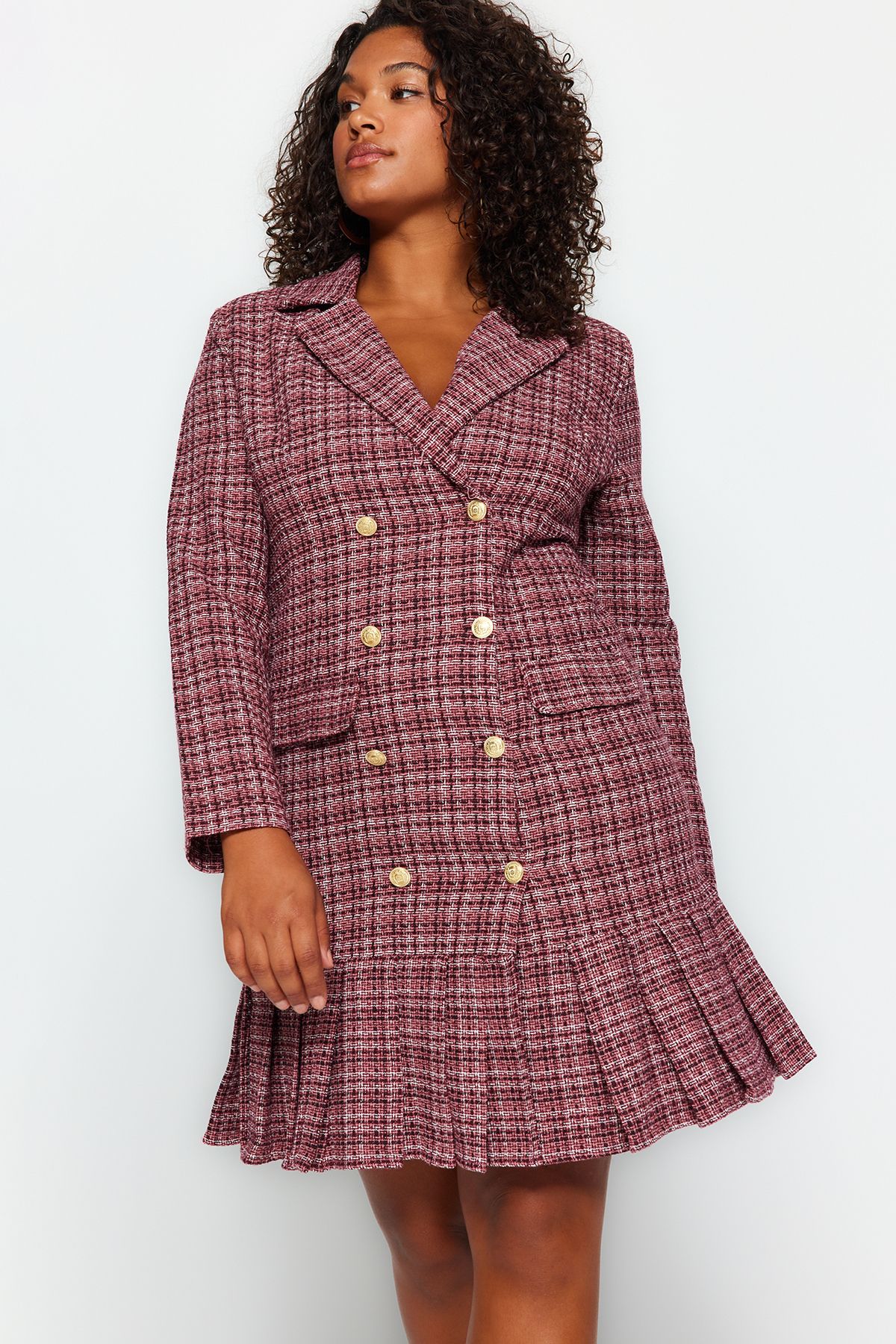 Burgundy plaid dress clearance