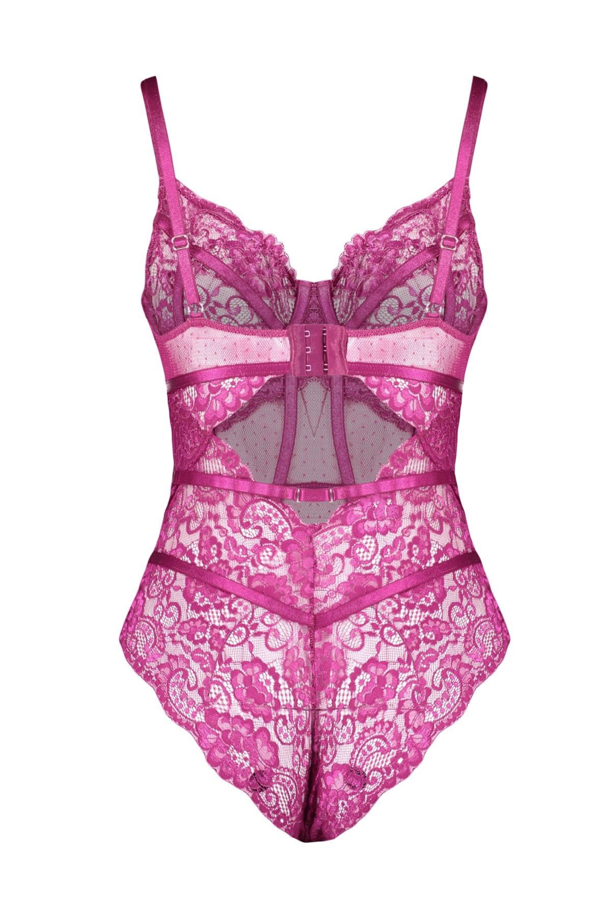 Trendyol Collection-Fuchsiafarbener Spitzen-Strick-Body – mit Seilträgern und Druckknöpfen THMAW24BD00005 8