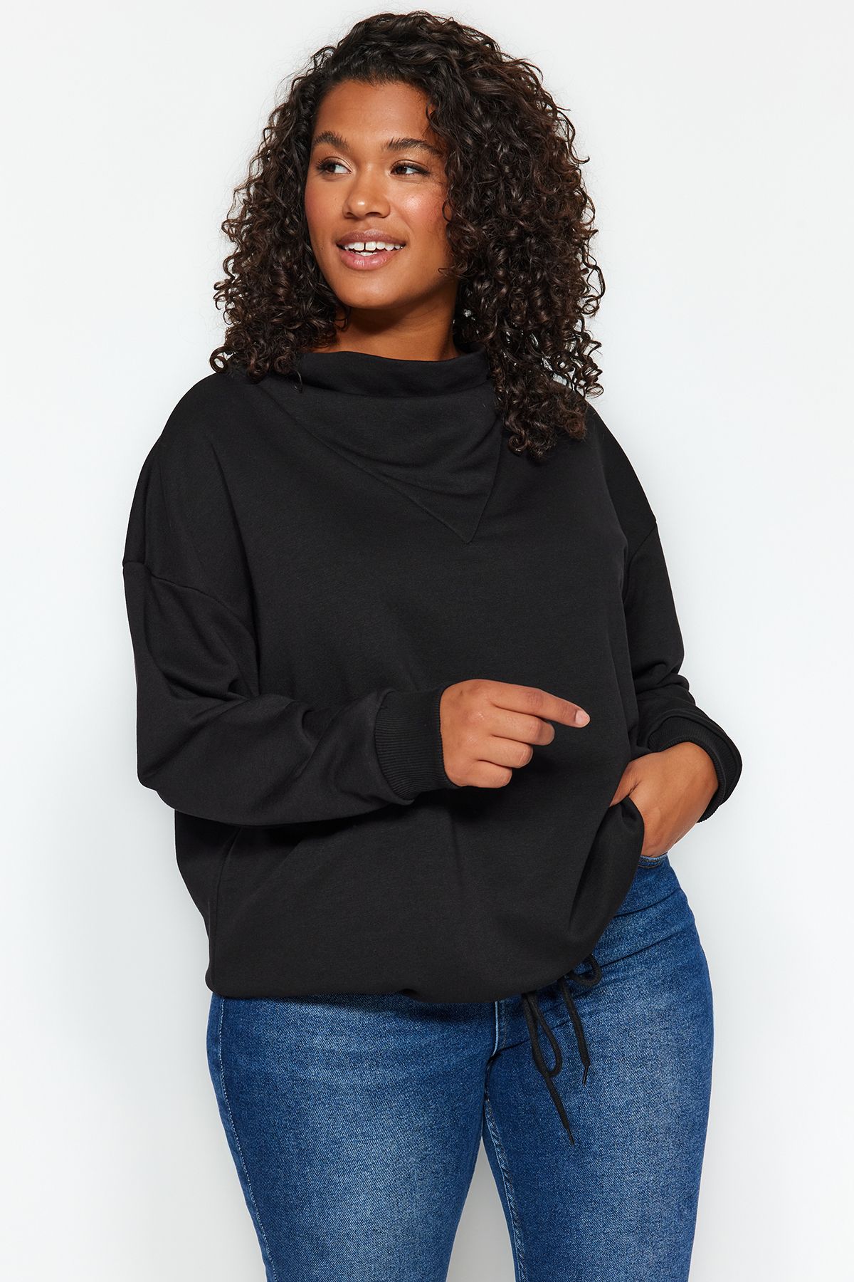 Cowl neck 2025 sweatshirt plus size