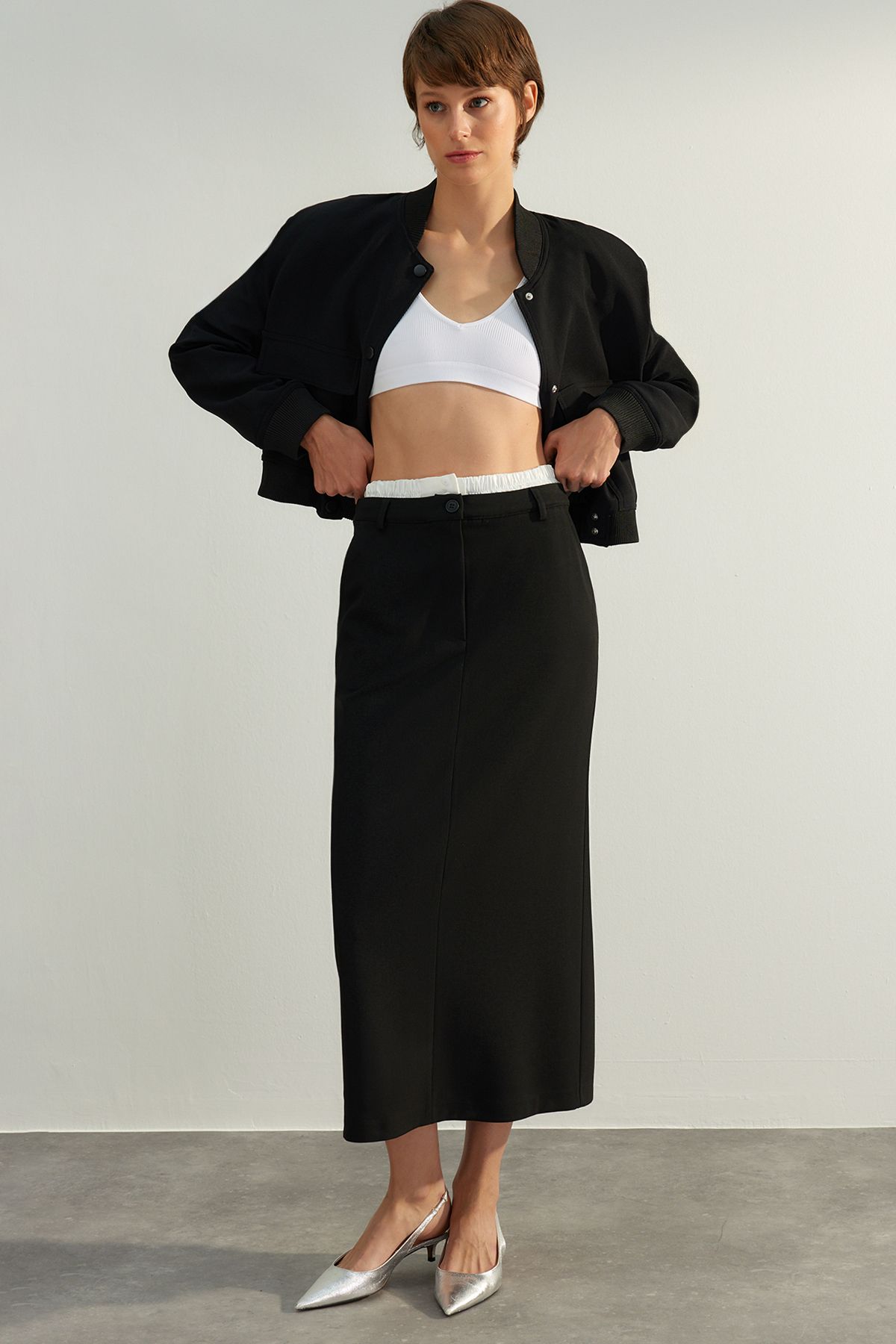 Black midi hot sale skirt quality