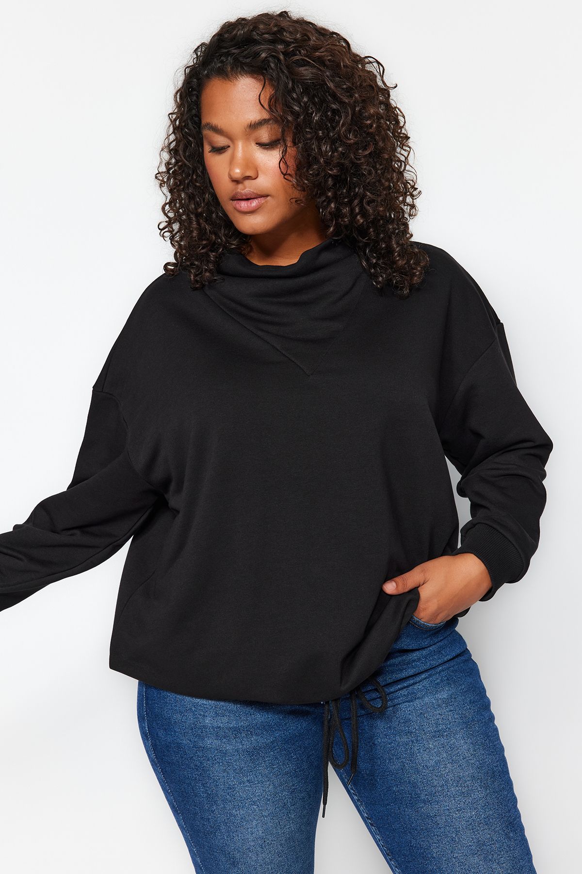 Plus size hotsell black sweatshirt