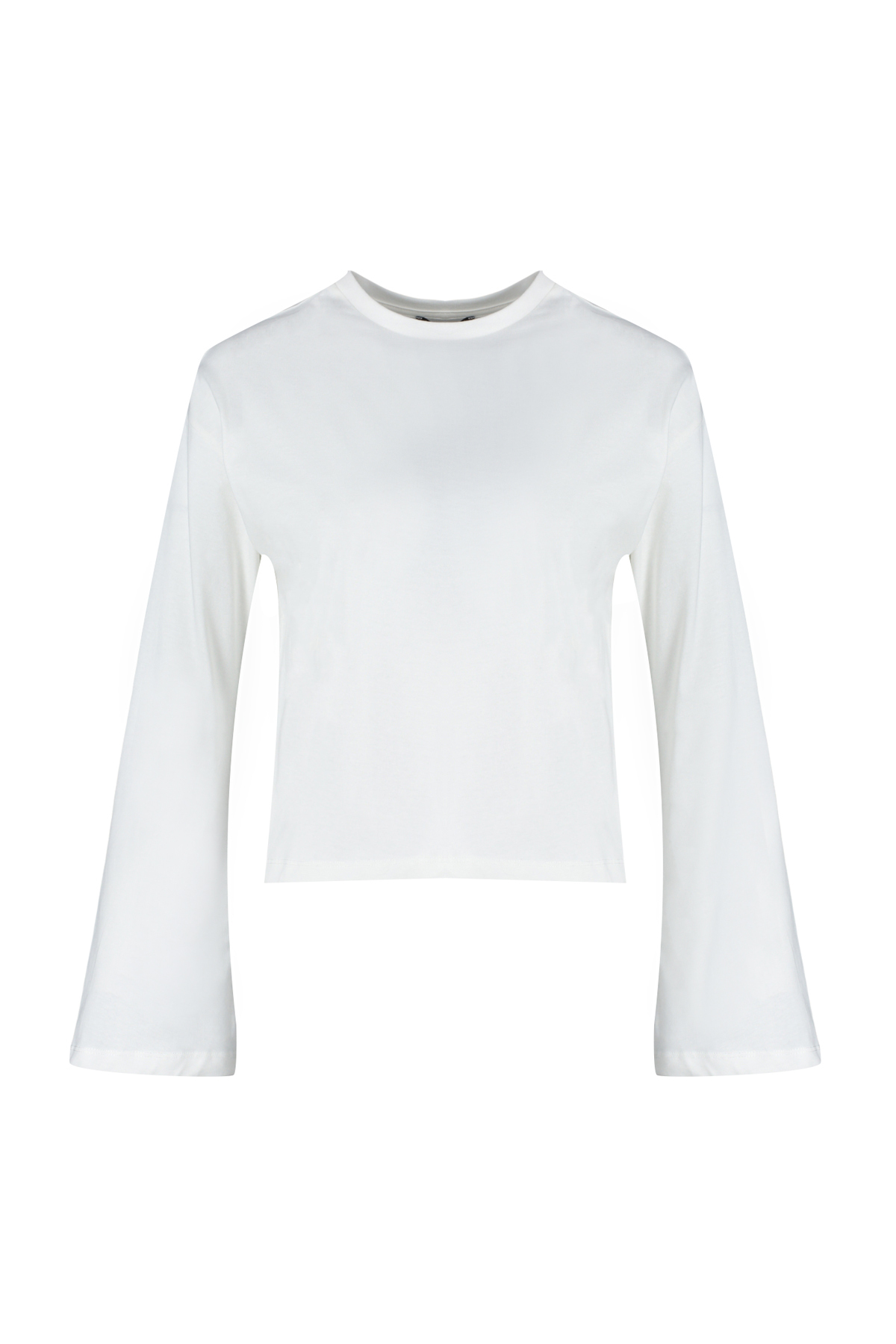 Trendyolmilla  Ekru İspanyol Kol Bisiklet Yaka Regular/Normal Kalıp Örme T-Shirt TWOAW24TS00008 - Görsel 6