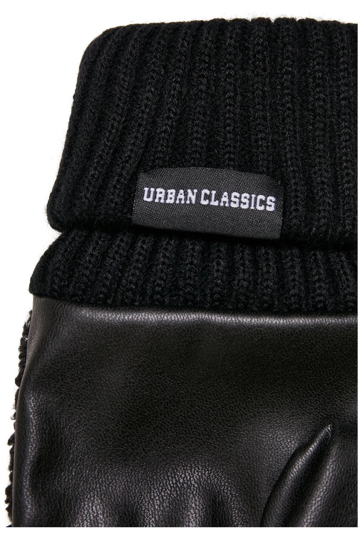 Urban Classics-Unisex Sherpa Synthetic Leather Gloves 8