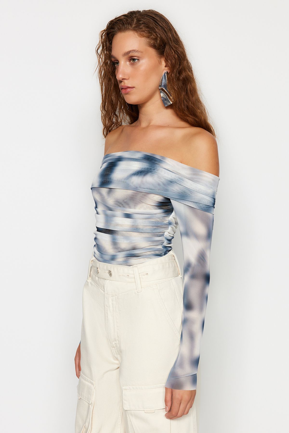 Trendyol Collection-X Sagaza Studio Multicolor Gradient Tulle Body TCLAW24BD00000 5