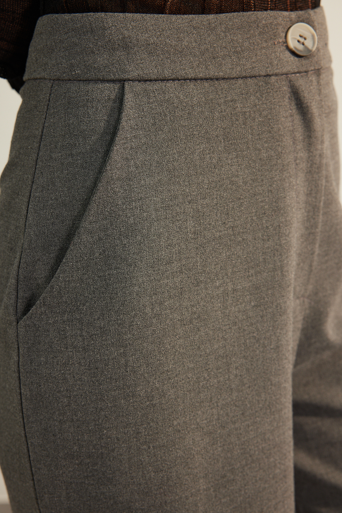 Trendyolmilla  Antrasit Premium Kalite Wide Leg/Geniş Paça Dokuma Kumaş Pantolon TWOAW24PL00227 - Görsel 6