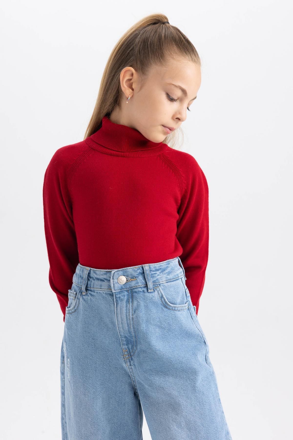 Girls 2025 red turtleneck